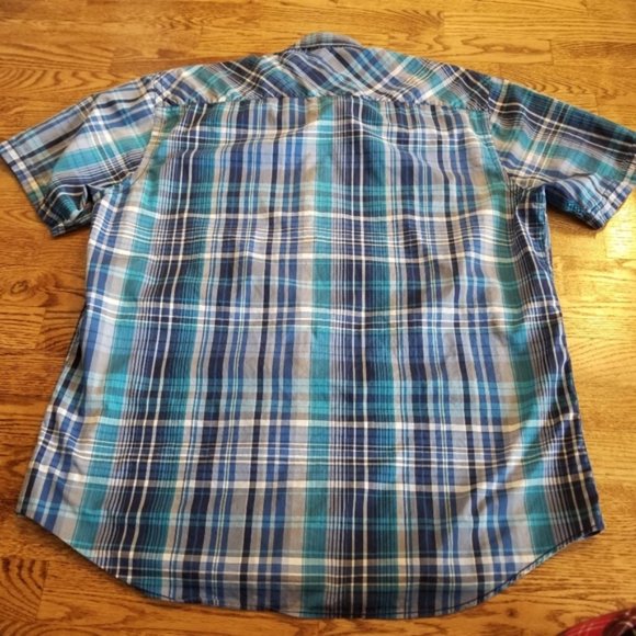 (XL) Bugatchi Shaped Fit Men's Short Sleeve Plaid Shirt Business Casual - Picture 7 of 11